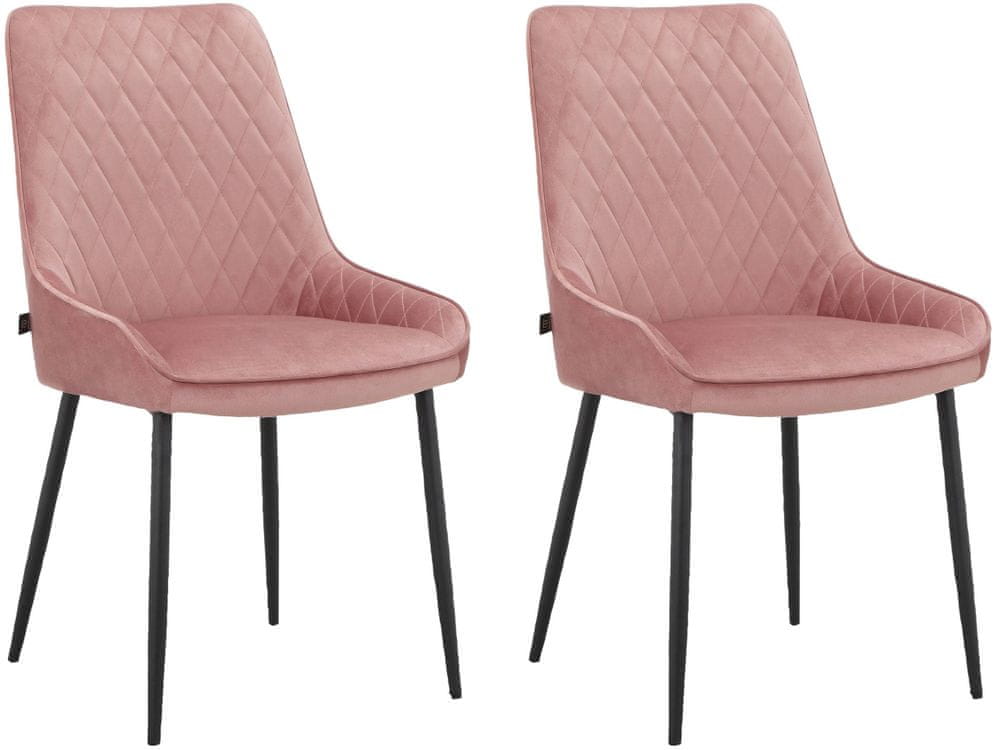Danish Style Jedálenská stolička Maya (SET 2 ks), zamat, ružová
